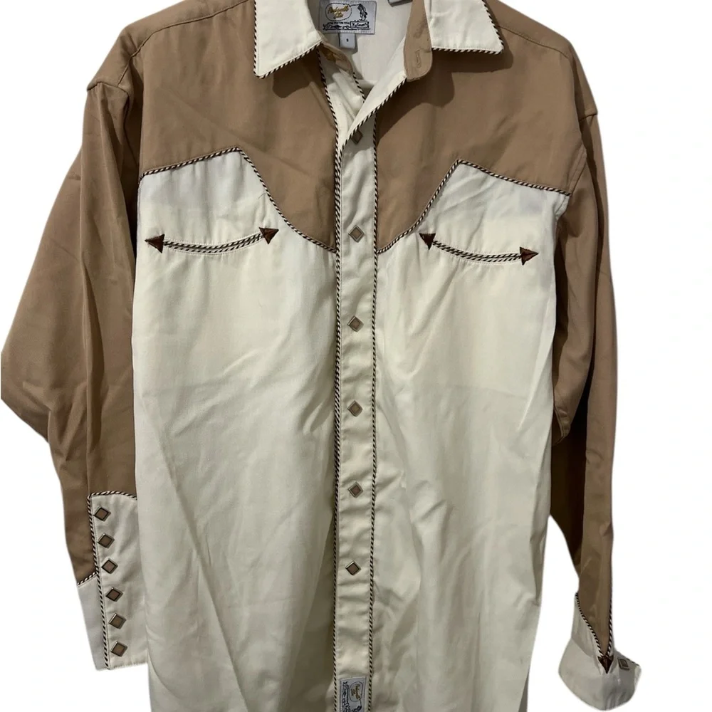 Panhandle Slim Cream and Tan Western Shirt - Picture 1 of 8